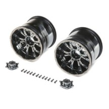 Losi 1-8 420S Force Front-Rear 4.1 Wheels with Cap Black Chrome 20mm Hex 2: XXL-2 LOS44000