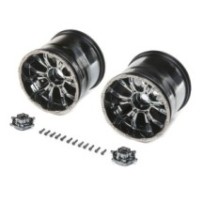 Losi 1-8 420S Force Front-Rear 4.1 Wheels with Cap Black Chrome 20mm Hex 2: XXL-2 LOS44000