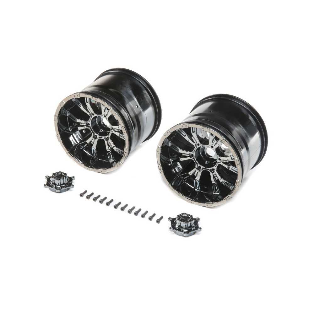 Losi 1-8 420S Force Front-Rear 4.1 Wheels with Cap Black Chrome 20mm Hex 2: XXL-2 LOS44000 Losi 1-8 420S Force Front-Rear 4.1 Wheels with Cap Black Chrome 20mm Hex 2: XXL-2 LOS44000