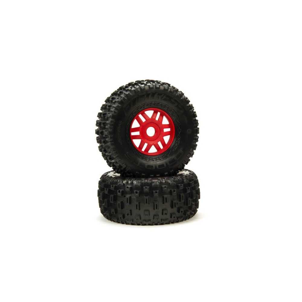 Arrma 1-7 dBoots Fortress Front-Rear 2.4-3.3 Pre-Mounted Tires 17mm Hex Red 2 ARA550065