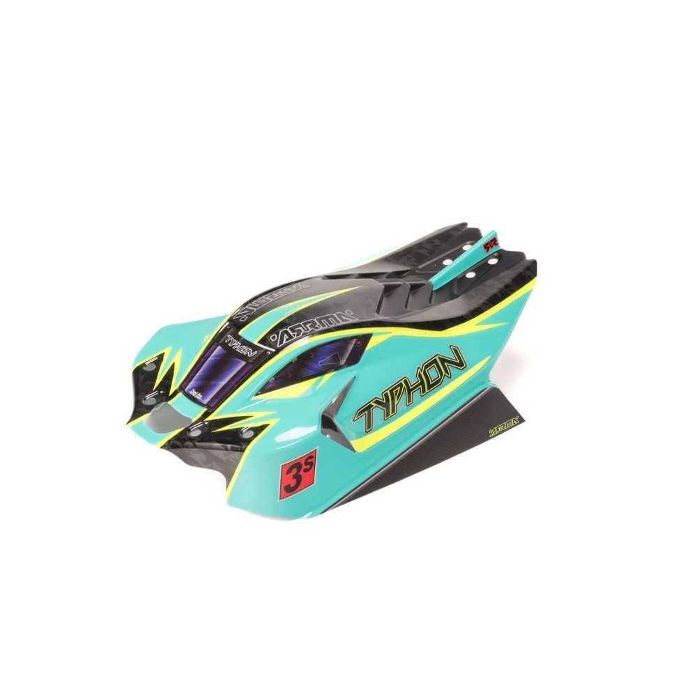 Arrma 1-8 Clipless Painted Decaled Body Green-Yellow: TYPHON 4X4 ARA406171