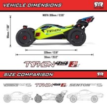 Arrma 1-8 TYPHON 223S DSC 4X4 RTR Brushless Buggy Red ARA4306V4T3