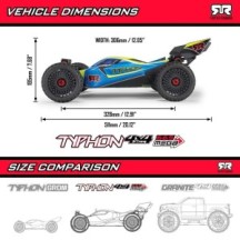 Arrma 1-8 TYPHON MEGA 665 4X4 RTR Brushed Buggy Blue ARA4206V4T1