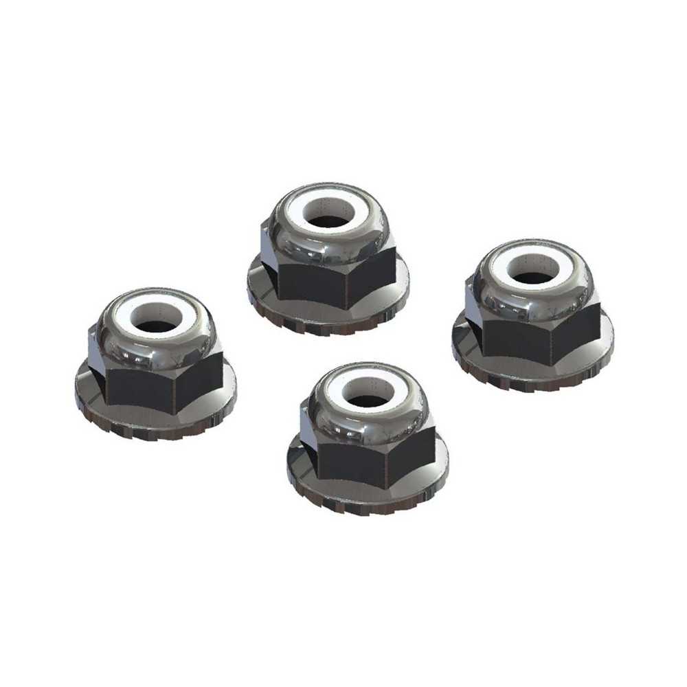 Arrma 7mm Flanged Nyloc Locknut Silver 4 ARAC9699