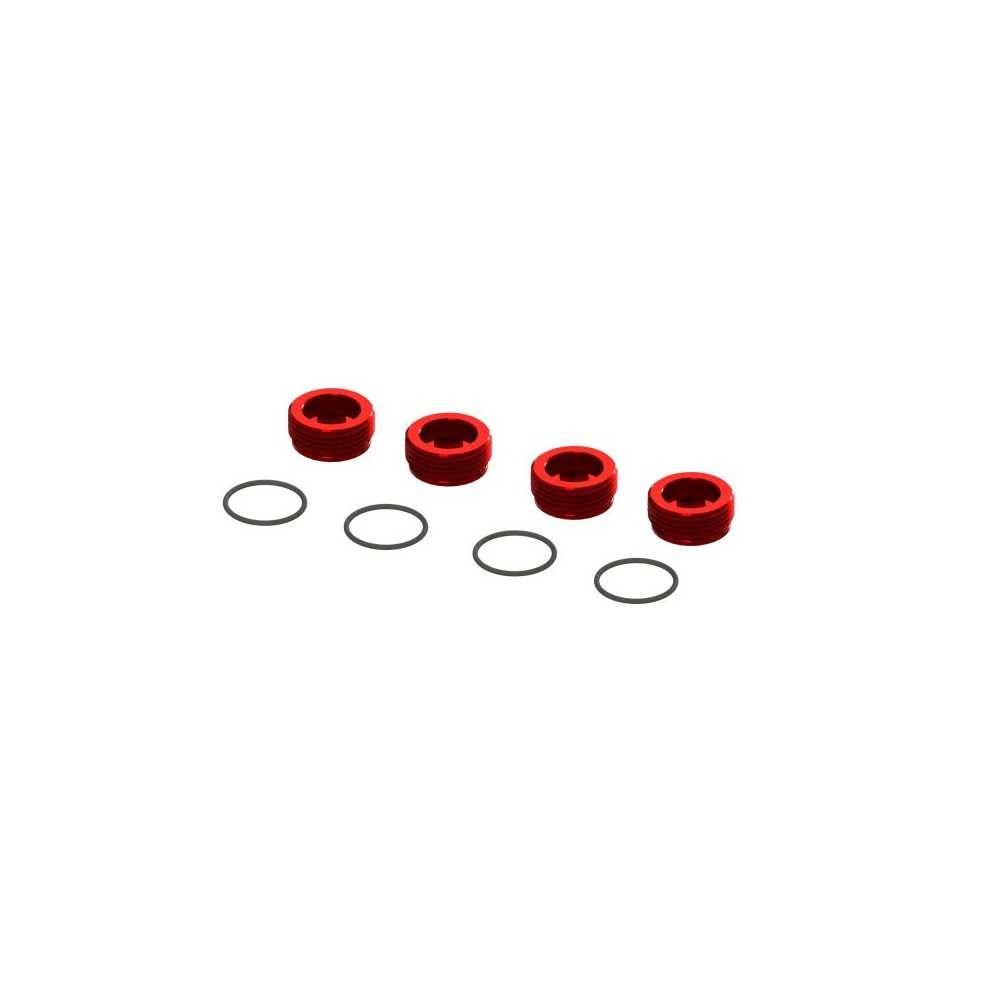Arrma Aluminum Front Hub Nut Red 4 with O-Rings ARA320467 Arrma Aluminum Front Hub Nut Red 4 with O-Rings ARA320467