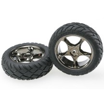 Ruedas montadas Tracer 2.2 cromo negro Anaconda delanteras Traxxas TRX2479A