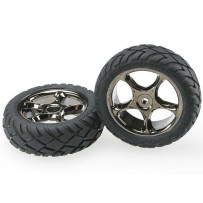 Ruedas montadas Tracer 2.2 cromo negro Anaconda delanteras Traxxas TRX2479A