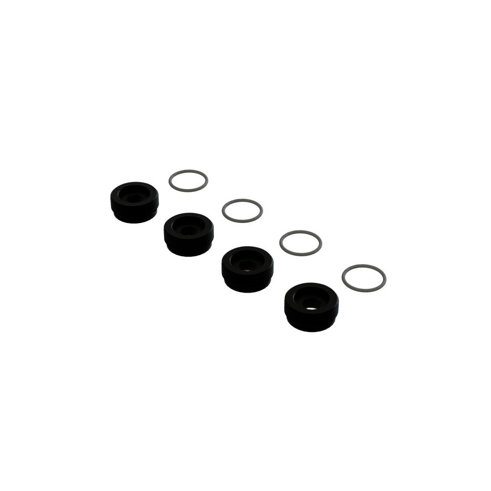 Arrma Front Hub Nut Includes O-Rings Aluminum Black 4 ARA330775