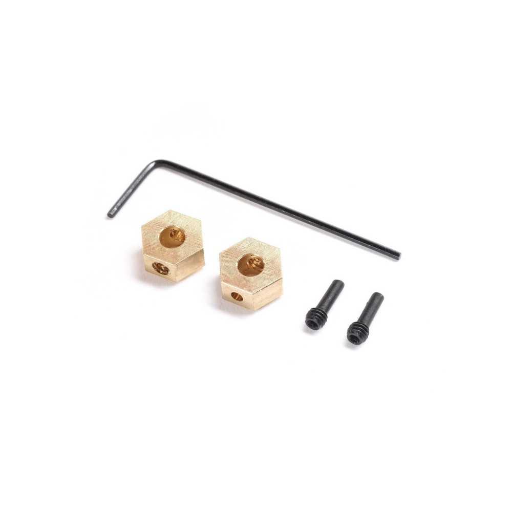 Cubos hexagonales de latón 2 para SCX24 y AX24 Axial AXI302002