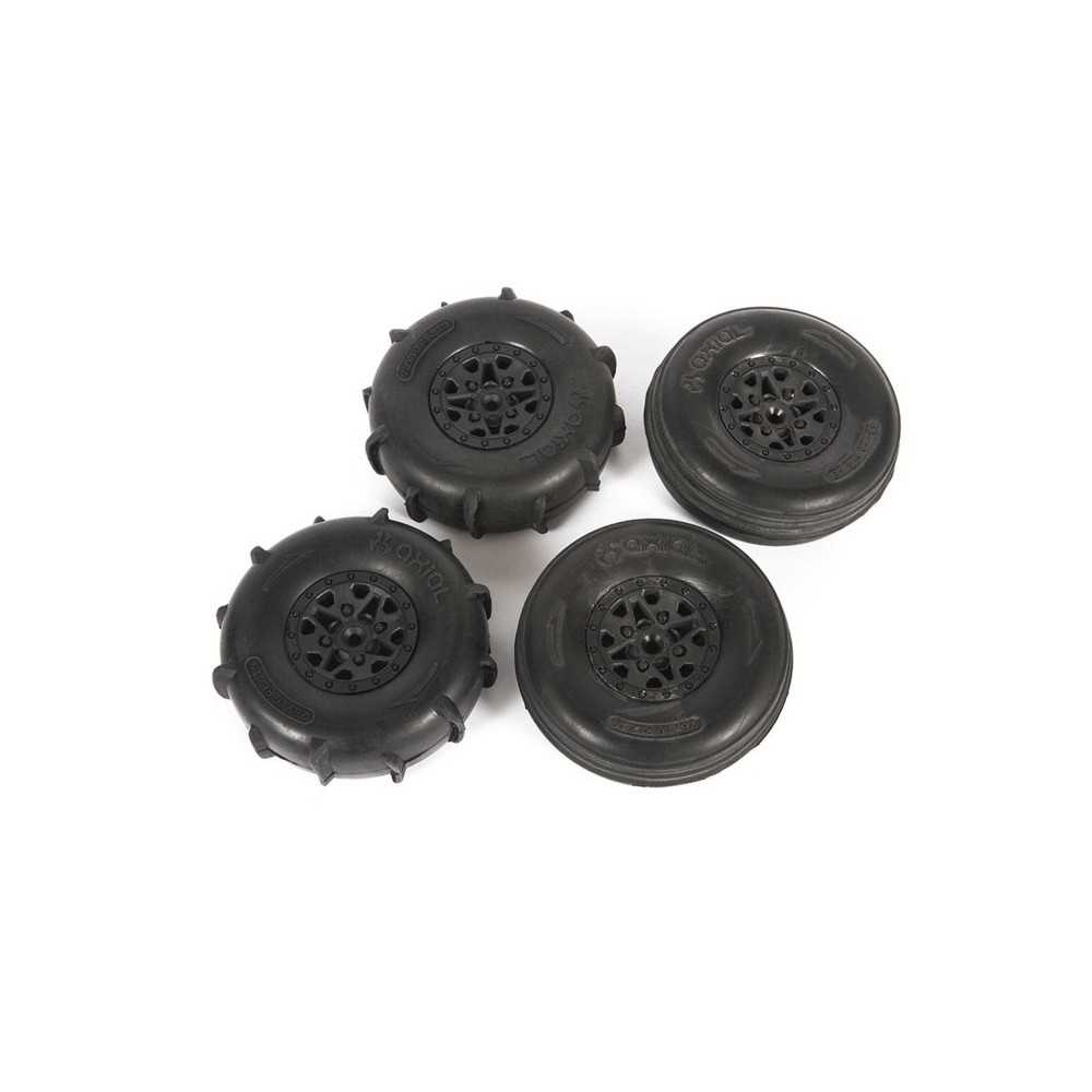 Axial Racing ST28 Front Razor Rear Paddle Tire and Wheel Set: Yeti Jr AXI41000 Axial Racing ST28 Front Razor Rear Paddle Tire and Wheel Set: Yeti Jr AXI41000