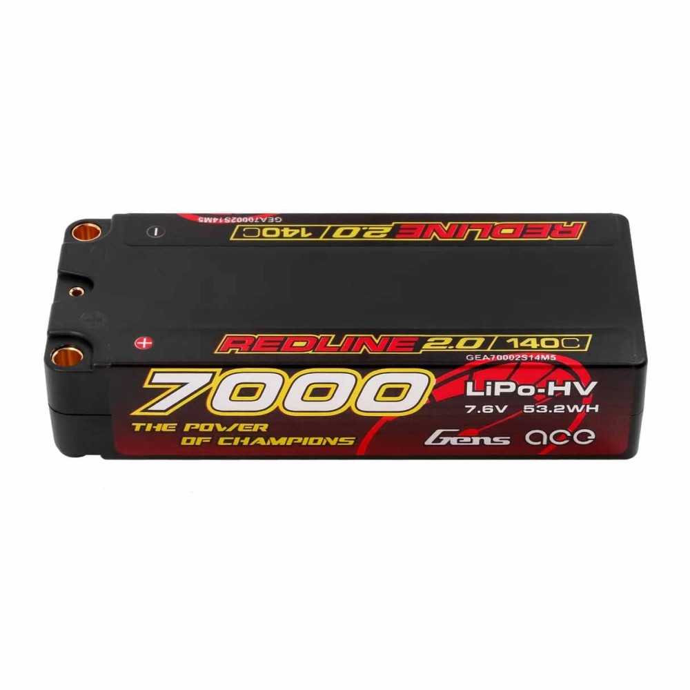 GENS ACE Redline 2.0 mid size 2s HV 7.6v-140c-7000 113x47x25mm 250g GEA70002S14M5 GENS ACE Redline 2.0 mid size 2s HV 7.6v-140c-7000 113x47x25mm 250g GEA70002S14M5