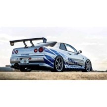 KYOSHO DIE CAST KYOSHO 1:12 resin nissan gt-r 2001 fast & furioussilver/blue stripes KSR12007A