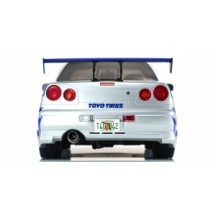 KYOSHO DIE CAST KYOSHO 1:12 resin nissan gt-r 2001 fast & furioussilver/blue stripes KSR12007A