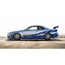 KYOSHO DIE CAST KYOSHO 1:12 resin nissan gt-r 2001 fast & furioussilver/blue stripes KSR12007A
