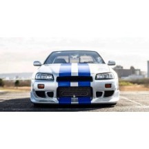 KYOSHO DIE CAST KYOSHO 1:12 resin nissan gt-r 2001 fast & furioussilver/blue stripes KSR12007A