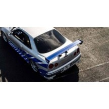 KYOSHO DIE CAST KYOSHO 1:12 resin nissan gt-r 2001 fast & furioussilver/blue stripes KSR12007A