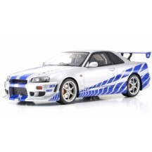 KYOSHO DIE CAST KYOSHO 1:12 resin nissan gt-r 2001 fast & furioussilver/blue stripes KSR12007A