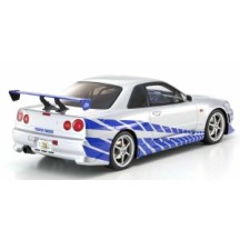 KYOSHO DIE CAST KYOSHO 1:12 resin nissan gt-r 2001 fast & furioussilver/blue stripes KSR12007A