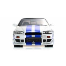 KYOSHO DIE CAST KYOSHO 1:12 resin nissan gt-r 2001 fast & furioussilver/blue stripes KSR12007A