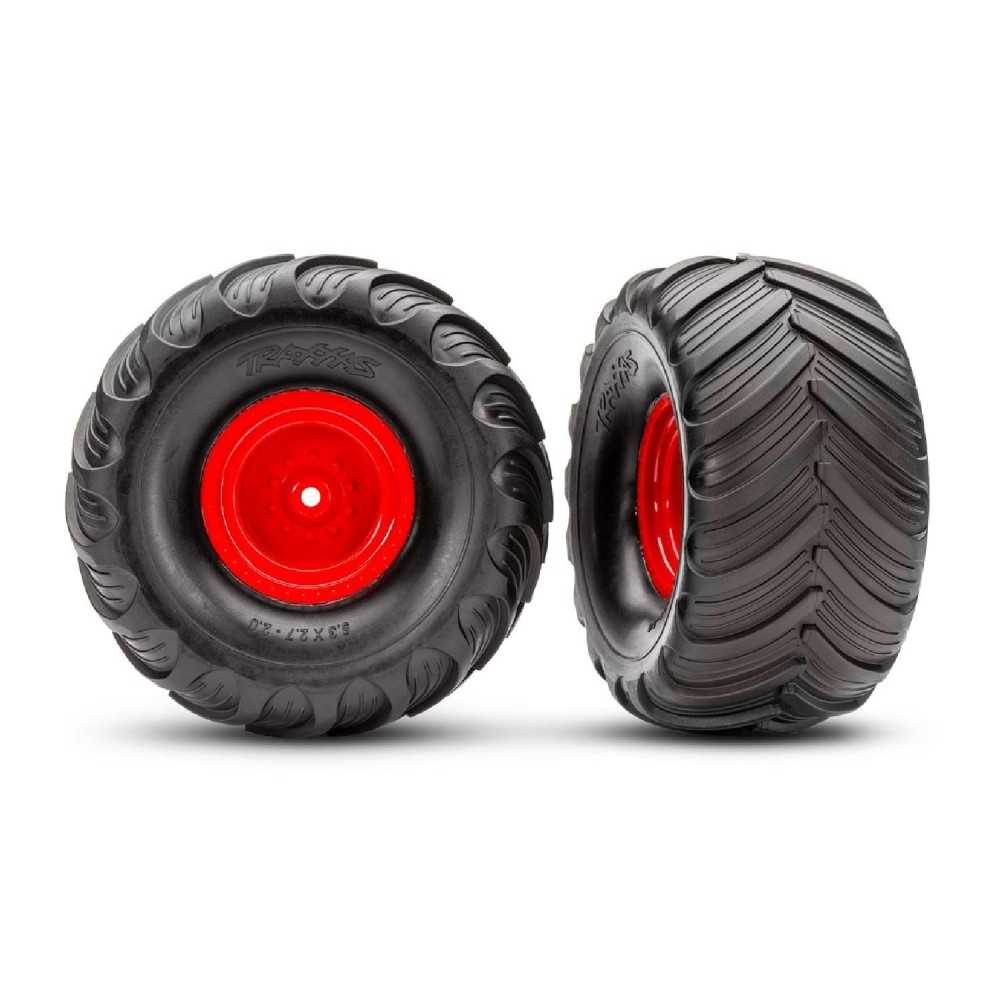 Traxxas Monster Truck Red Wheels & Terra Groove Tires (2) TRX3663-RED Traxxas Monster Truck Red Wheels & Terra Groove Tires (2) TRX3663-RED
