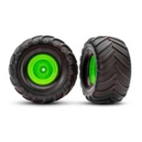 Traxxas Monster Truck Green Wheels & Terra Groove Tires (2) TRX3665-GRN