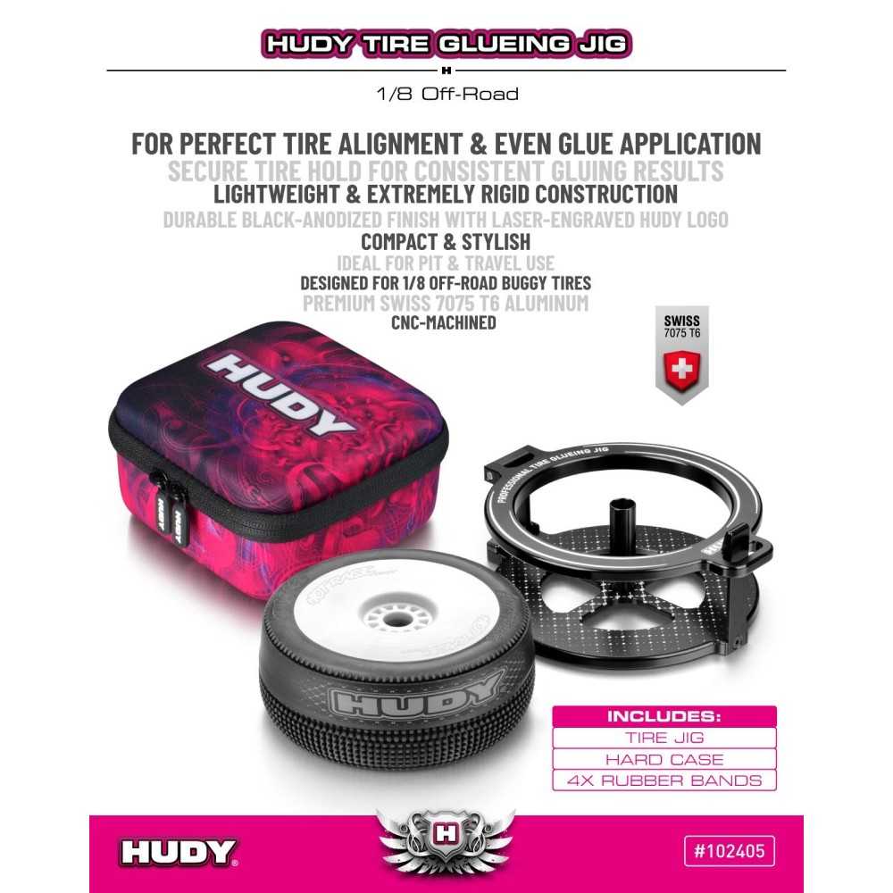 Hudy HUDY TIRE GLUEING JIG + HARD-CASE - 1/8 OFF-ROAD H102405 Hudy HUDY TIRE GLUEING JIG + HARD-CASE - 1/8 OFF-ROAD H102405