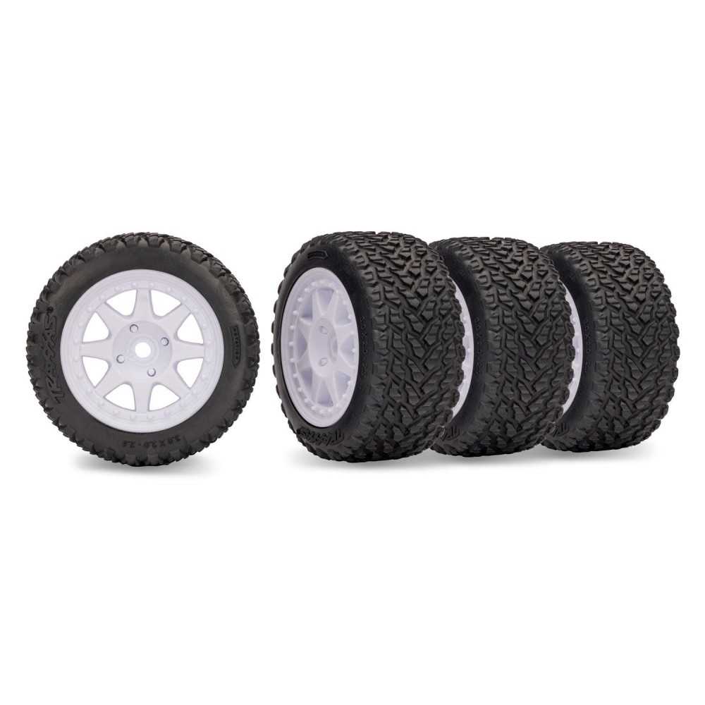 Ruedas Mini Rally blancas con neumáticos Rally Traxxas TRX10874