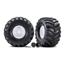 Traxxas White X-Monster Wheels w/ Terra Groove Tires (2) TRX7689