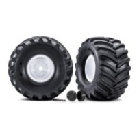 Traxxas White X-Monster Wheels w/ Terra Groove Tires (2) TRX7689