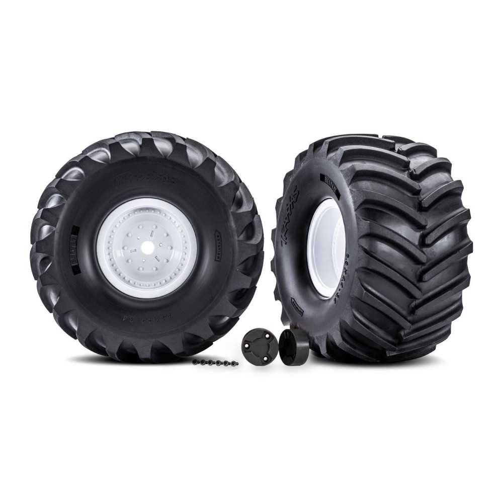 Traxxas White X-Monster Wheels w/ Terra Groove Tires (2) TRX7689 Traxxas White X-Monster Wheels w/ Terra Groove Tires (2) TRX7689