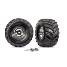 Traxxas Chrome X-Monster Wheels w/ Terra Groove Tires (2) TRX7696