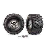 Traxxas Chrome X-Monster Wheels w/ Terra Groove Tires (2) TRX7696