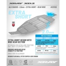 Xray XB2 ALU CHASSIS - 2.0MM - EXTRA-SHORT - REAR WIDE - SWISS 7075 T6 X321126