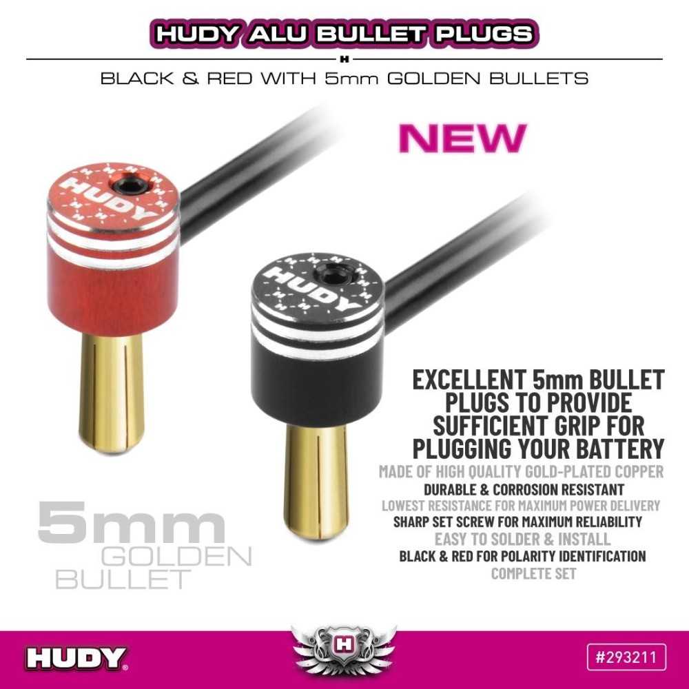 Hudy HUDY ALU BULLET PLUG BLACK & RED WITH 5MM GOLDEN BULLETS - SET H293211 Hudy HUDY ALU BULLET PLUG BLACK & RED WITH 5MM GOLDEN BULLETS - SET H293211
