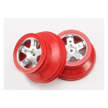 Llantas SCT cromo satinado rojo estilo anillo de retención perfil dual Traxxas TRX5872A