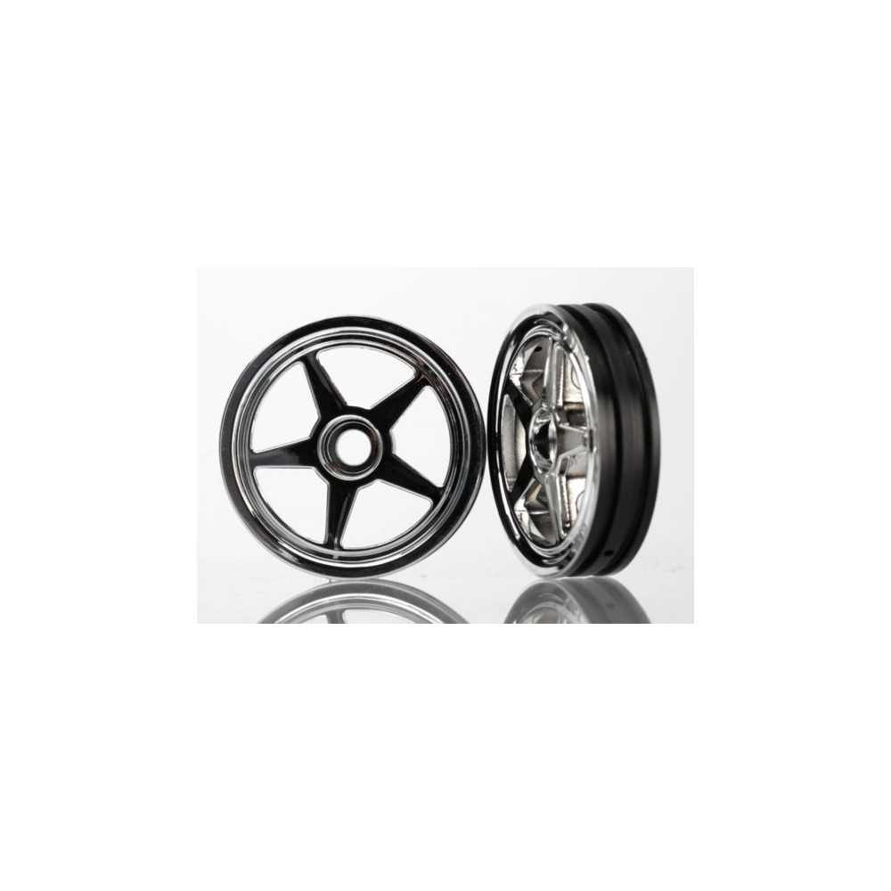 Par de llantas seis radios cromo delanteras Traxxas TRX6974 Par de llantas seis radios cromo delanteras Traxxas TRX6974