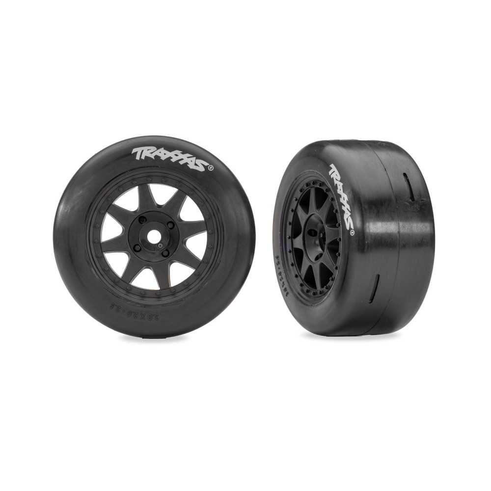 Neumáticos slick blandos traseros en llantas Mini Rally negras Traxxas TRX10875-BLK