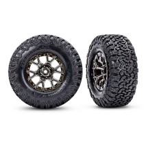 Ruedas Traxxas montadas y pegadas para Ford Raptor R con llantas cromadas negras TRX10187-BLKCR