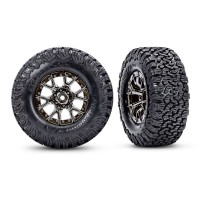 Ruedas Traxxas montadas y pegadas para Ford Raptor R con llantas cromadas negras TRX10187-BLKCR