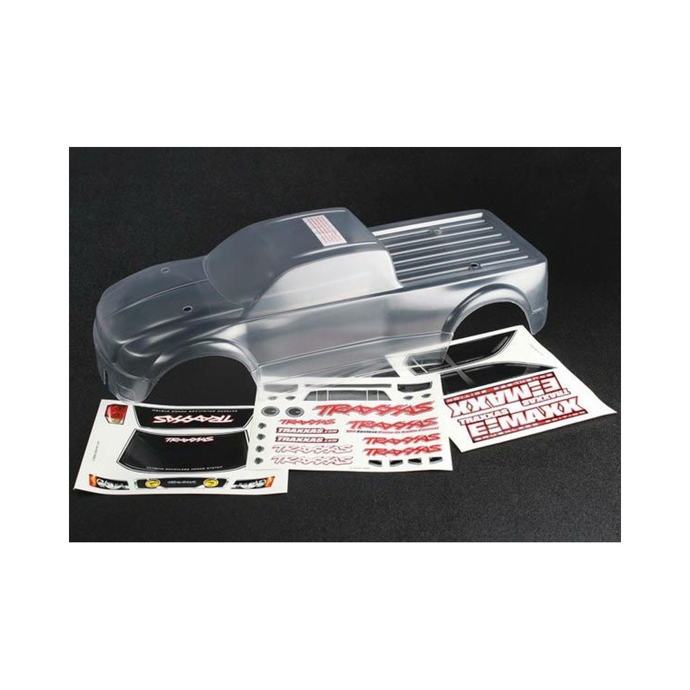 Carrocería Traxxas E-Maxx Brushless Transparente con Hoja de adhesivos TRX3915 Carrocería Traxxas E-Maxx Brushless Transparente con Hoja de adhesivos TRX3915