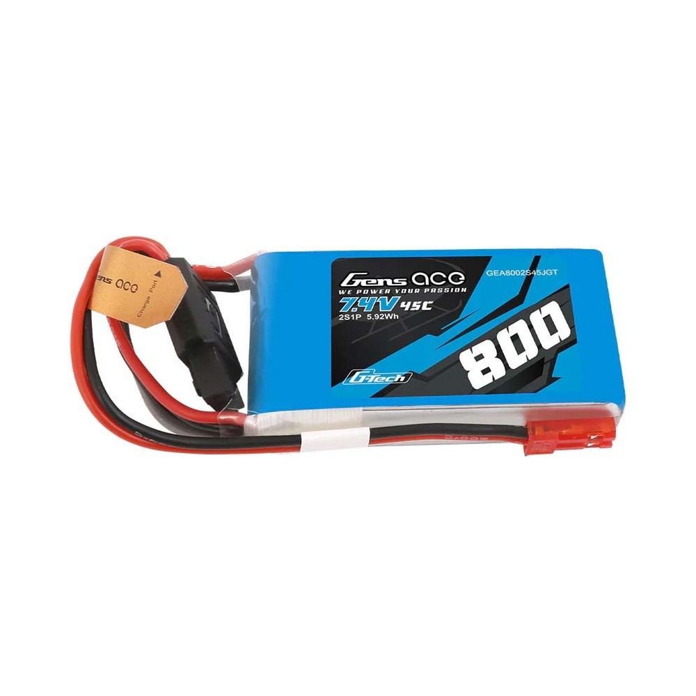 Bateria Lipo Gens ace 2S 7.4V 800mah 45C JST G-Tech GE1-0800-2JGT Bateria Lipo Gens ace 2S 7.4V 800mah 45C JST G-Tech GE1-0800-2JGT