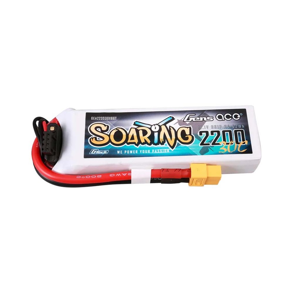 Bateria Lipo Gens Ace Soaring 3S 11.1V 2200mah 30C XT60 G-Tech GE1-2200-3X6GT Bateria Lipo Gens Ace Soaring 3S 11.1V 2200mah 30C XT60 G-Tech GE1-2200-3X6GT