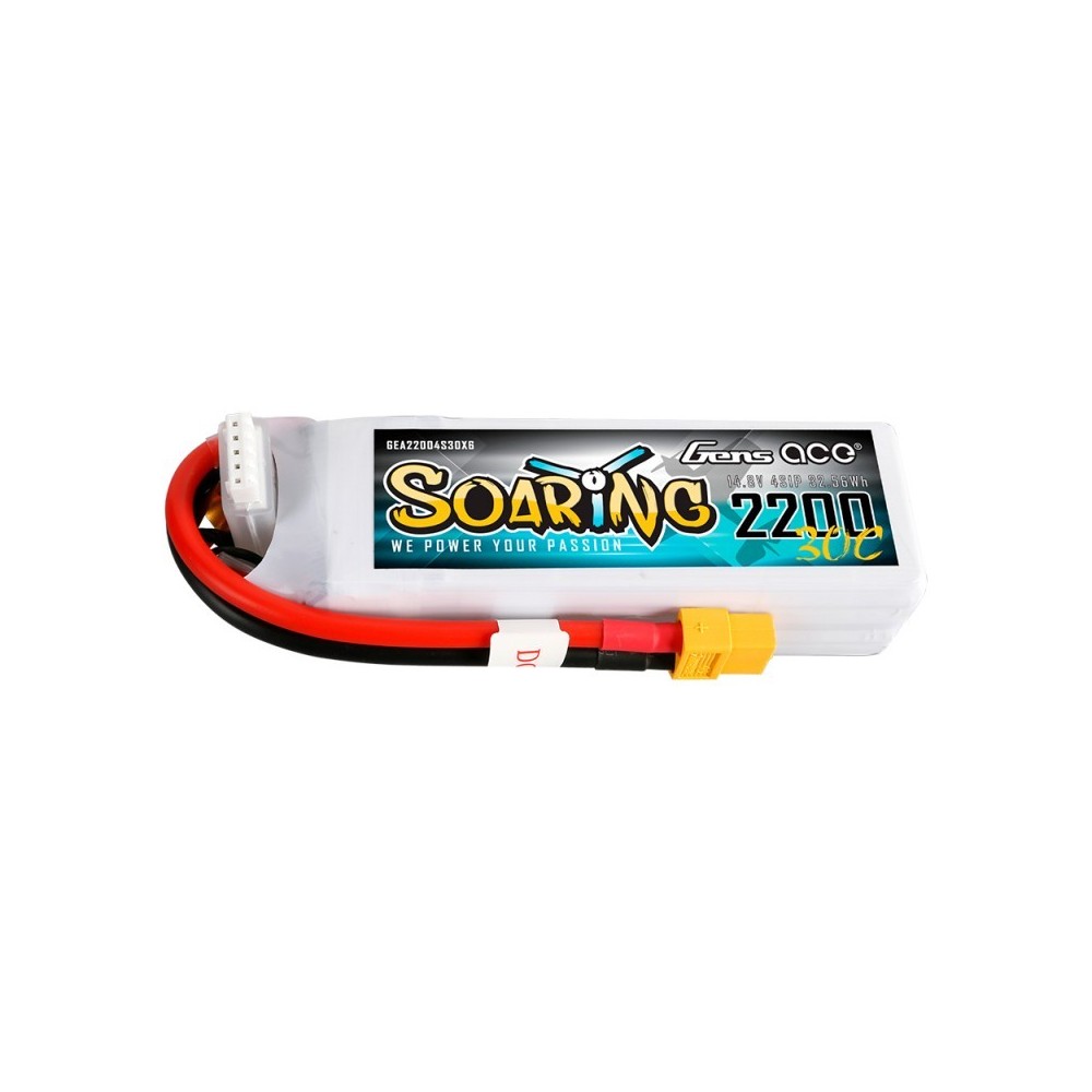 Bateria Lipo Gens Ace Soaring 4S 14.8V 2200mah 30C XT60 GE1-2200S-4X6LL Bateria Lipo Gens Ace Soaring 4S 14.8V 2200mah 30C XT60 GE1-2200S-4X6LL