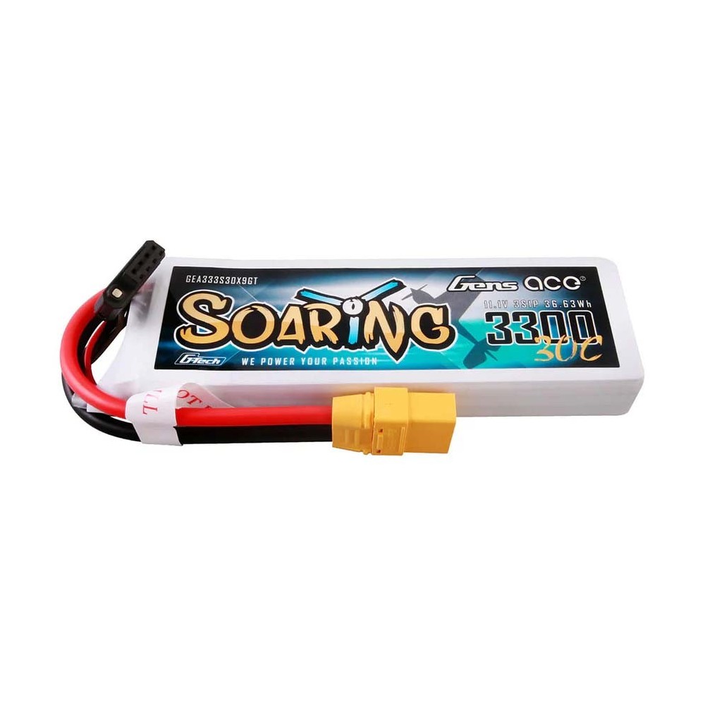 Bateria Lipo Gens Ace Soaring 3S 11.1V 3300mah 30C XT90 GT GE1-3300-3X9GT Bateria Lipo Gens Ace Soaring 3S 11.1V 3300mah 30C XT90 GT GE1-3300-3X9GT