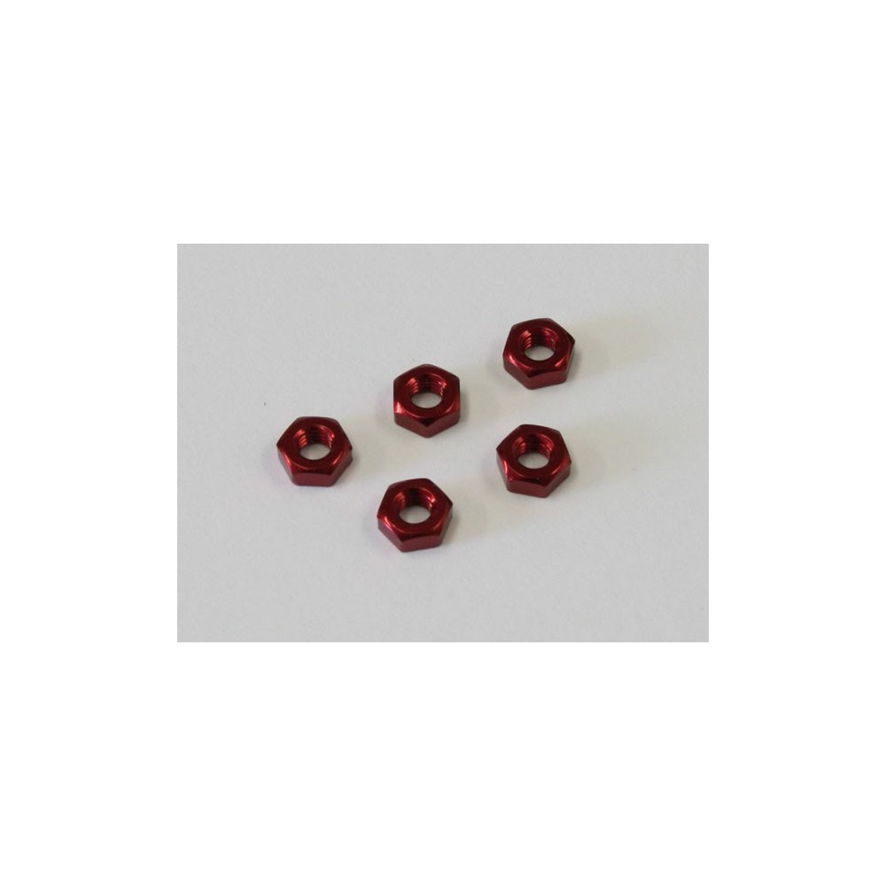 Tuercas aluminio rojo M3x2.4 mm Kyosho Tuercas aluminio rojo M3x2.4 mm Kyosho