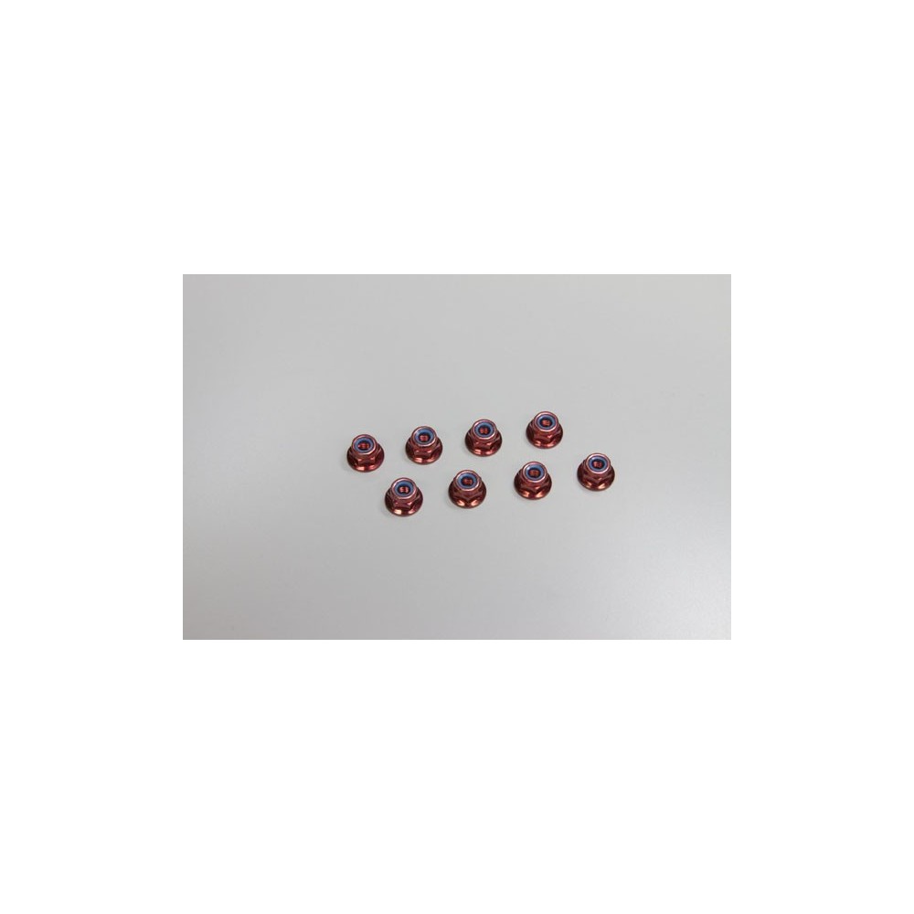 Tuercas autoblocantes espaldón rojo M4x5.6 mm Kyosho
