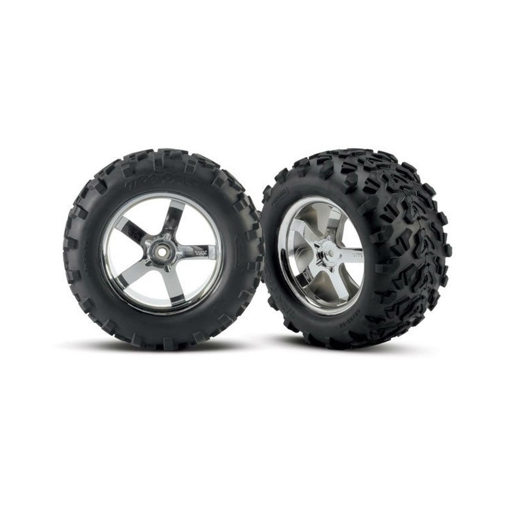 Ruedas montadas pegadas cromadas Hurricane Traxxas Ruedas montadas pegadas cromadas Hurricane Traxxas