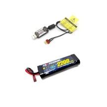 Combo cargador USB 1.0A y batería 7.2V 2200 mAh conectores Deans Kyosho K.72204-2200