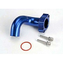 Colector de aluminio anodizado azul para motor con tubo de escape trasero Traxxas TRX5287