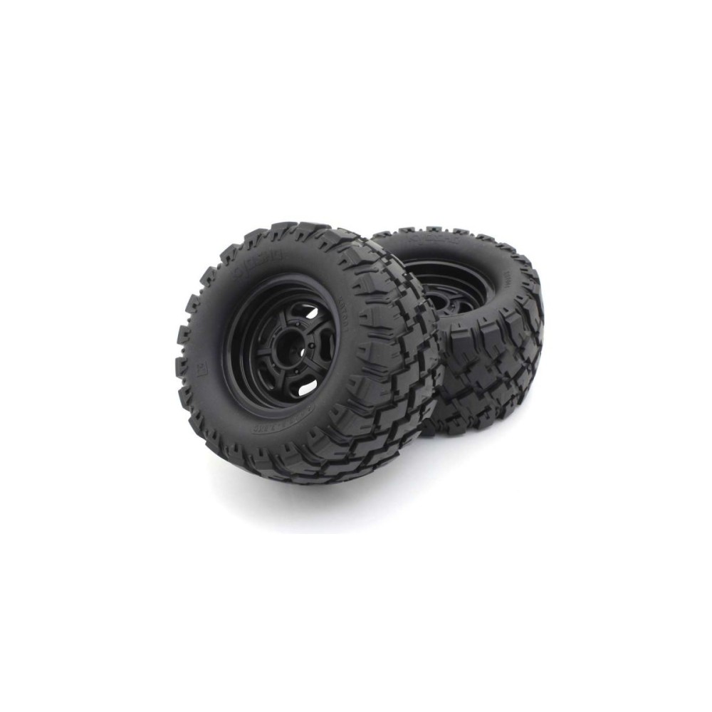 Ruedas montadas y pegadas Mad Wagon VE negras Kyosho K.KBTH001BK